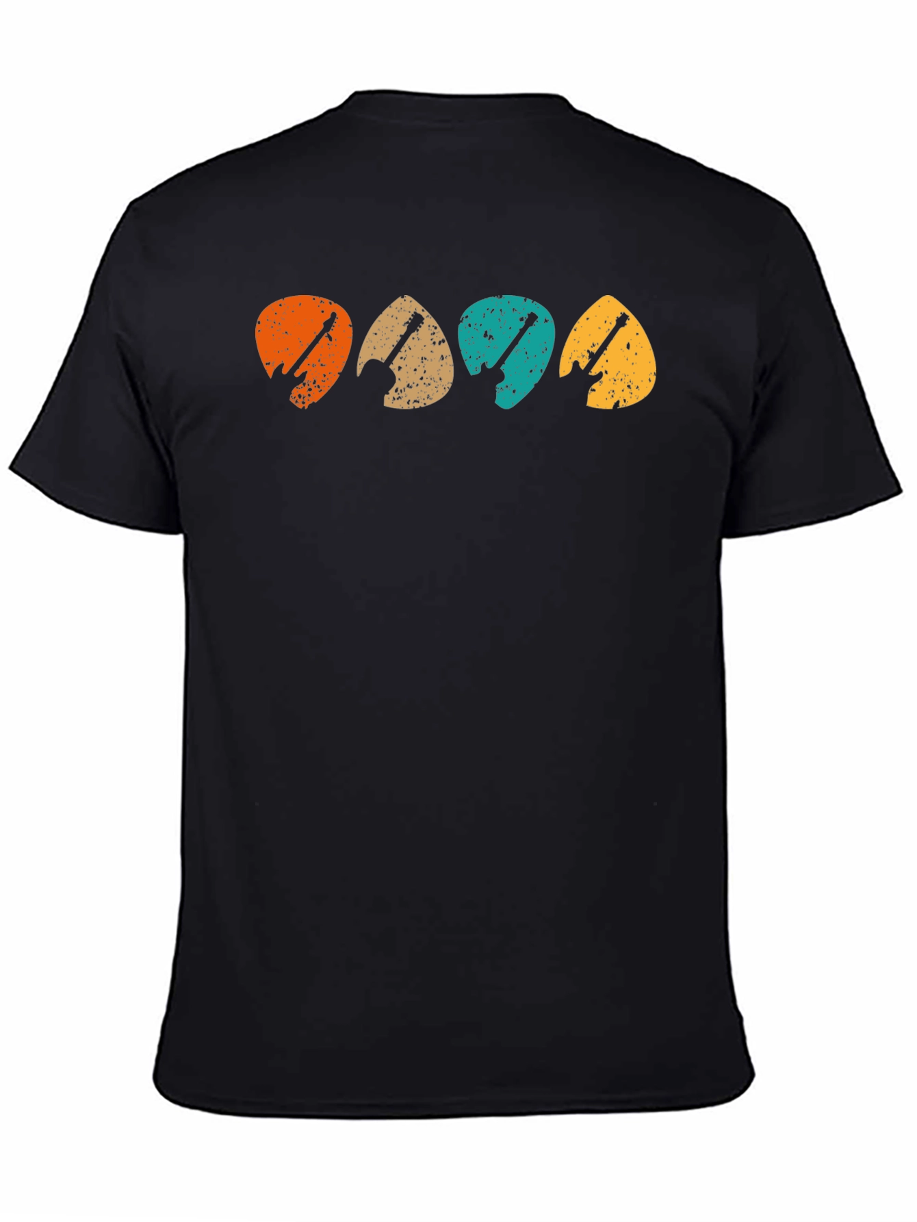 Vintage Guitar Pick Graphic T-Shirt - Black