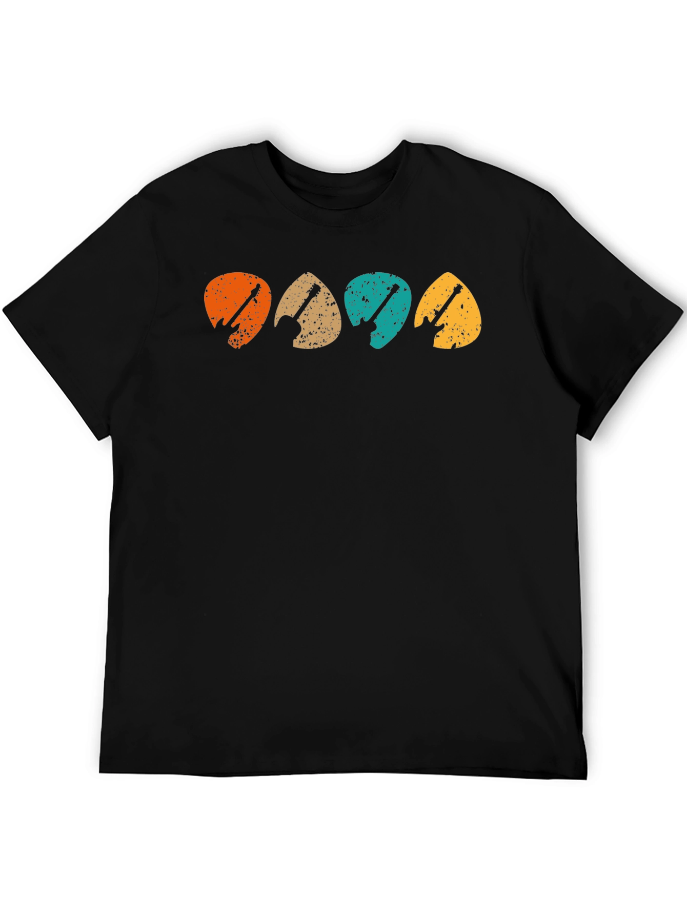 Vintage Guitar Pick Graphic T-Shirt - Black