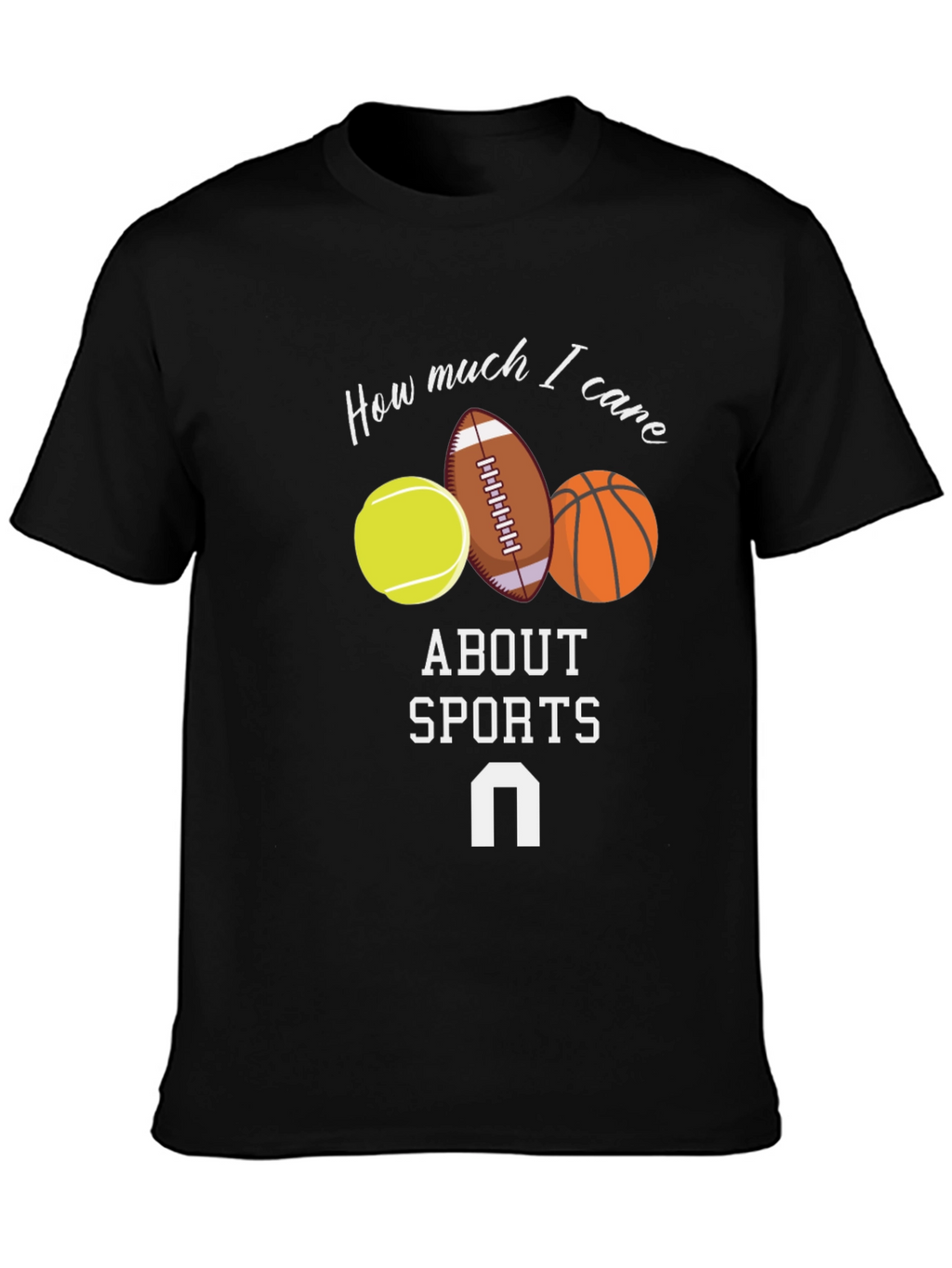 Humorous Sports Fan Graphic Tee - Black