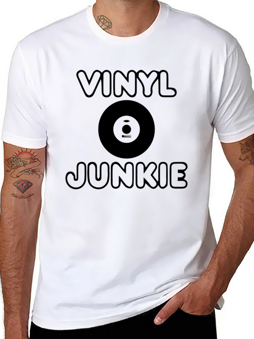 Vinyl Junkie T-Shirt - Black Graphic Tee