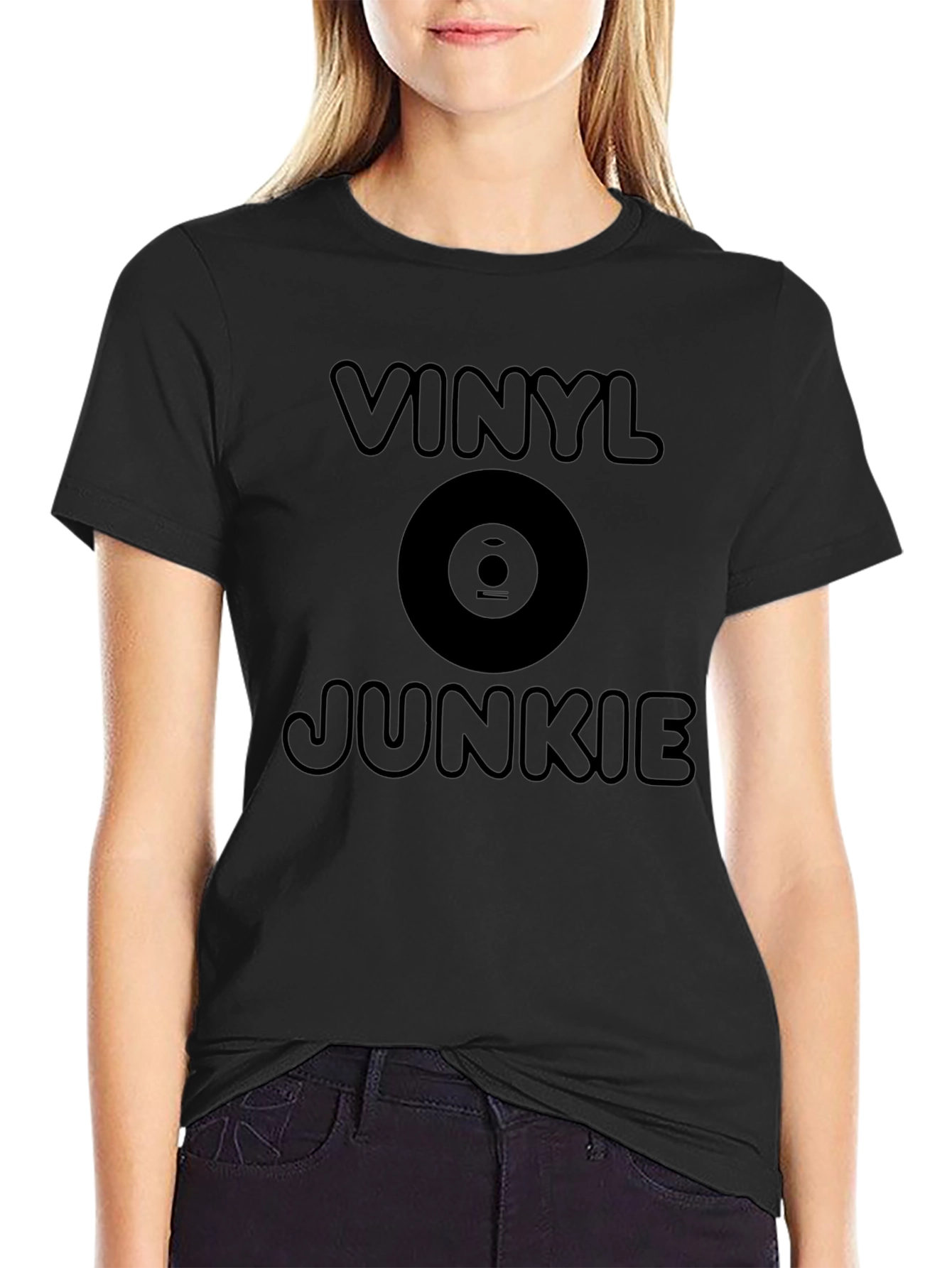 Vinyl Junkie T-Shirt - Black Graphic Tee