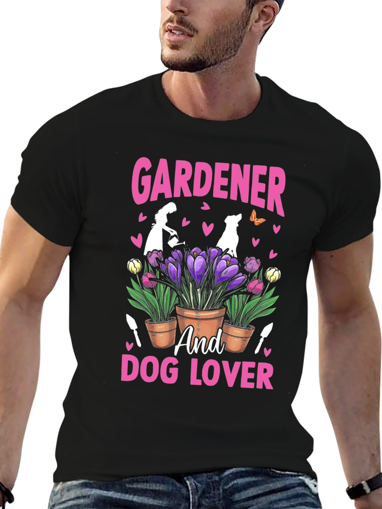 Gardener and Dog Lover Graphic T-Shirt
