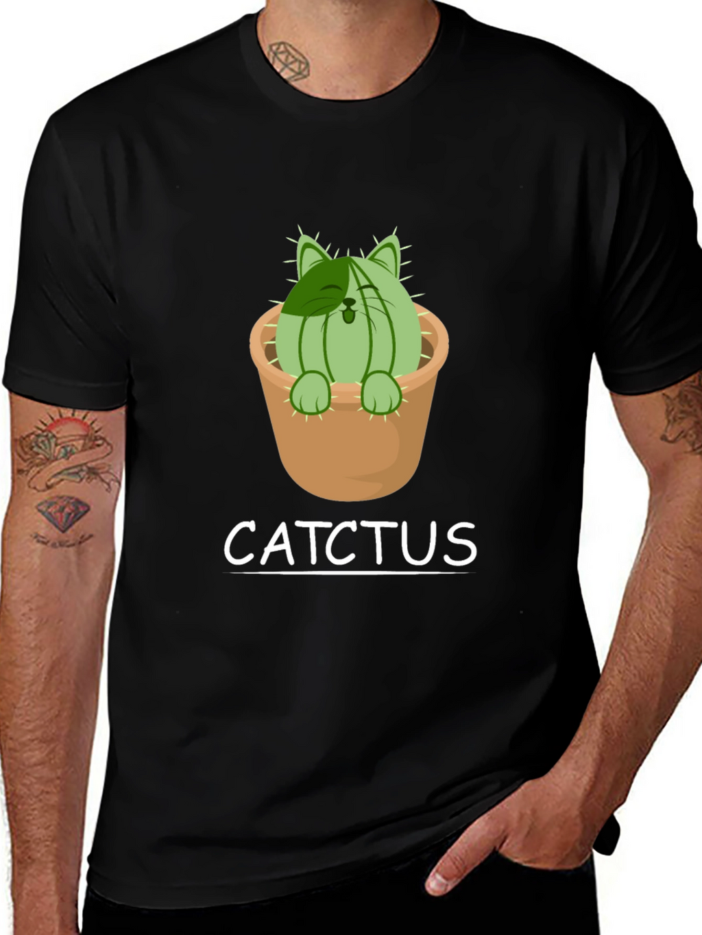Cat Cactus T-Shirt - Catchtus Funny Tee