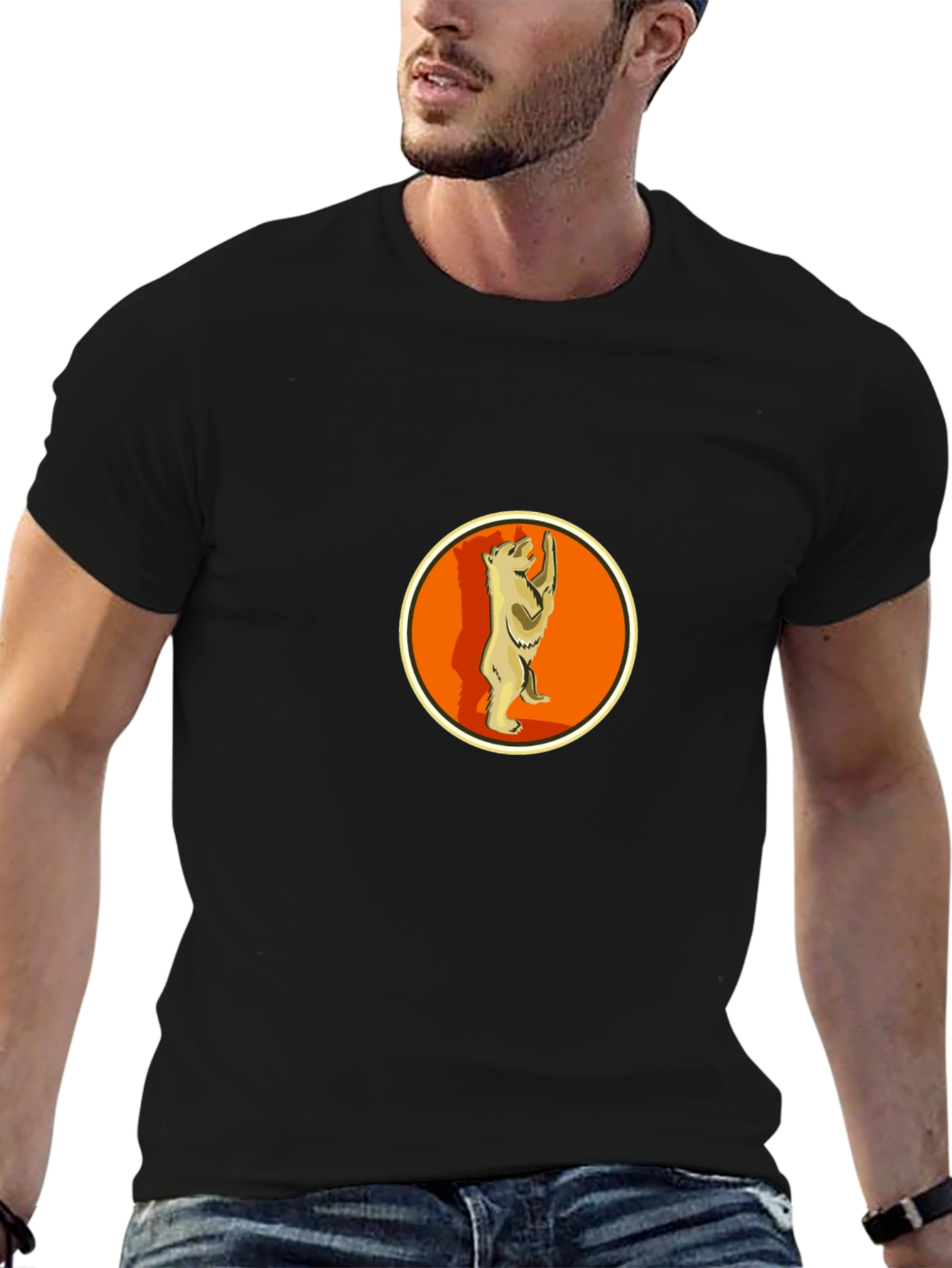 Berlin Bear T-Shirt - Black Crew Neck Graphic Tee
