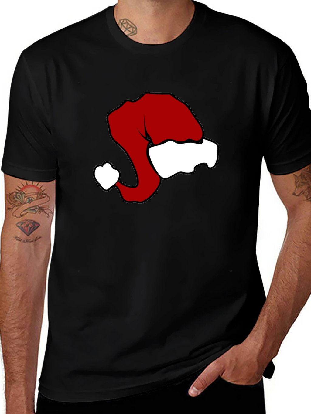 Festive Santa Hat Graphic Tee - Holiday Cheer!