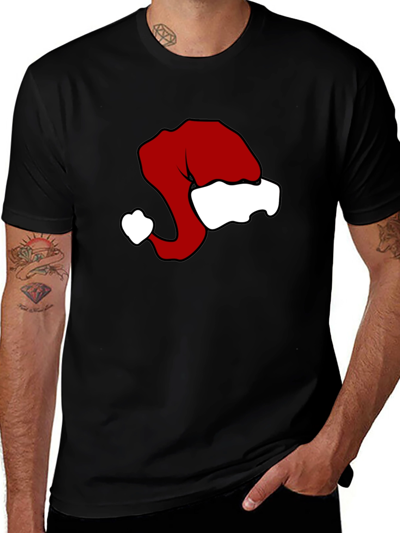 Festive Santa Hat Graphic Tee - Holiday Cheer!