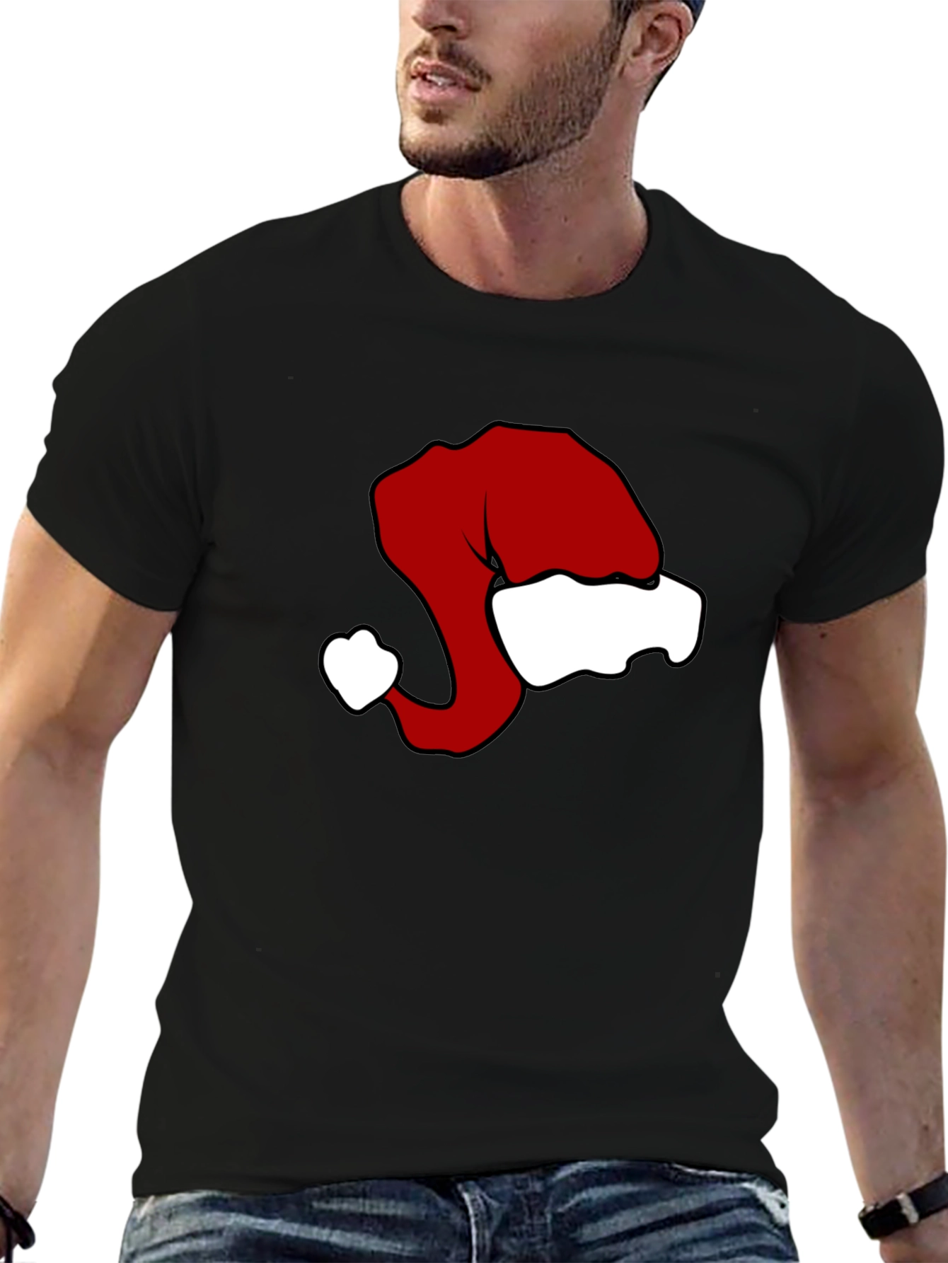 Festive Santa Hat Graphic Tee - Holiday Cheer!