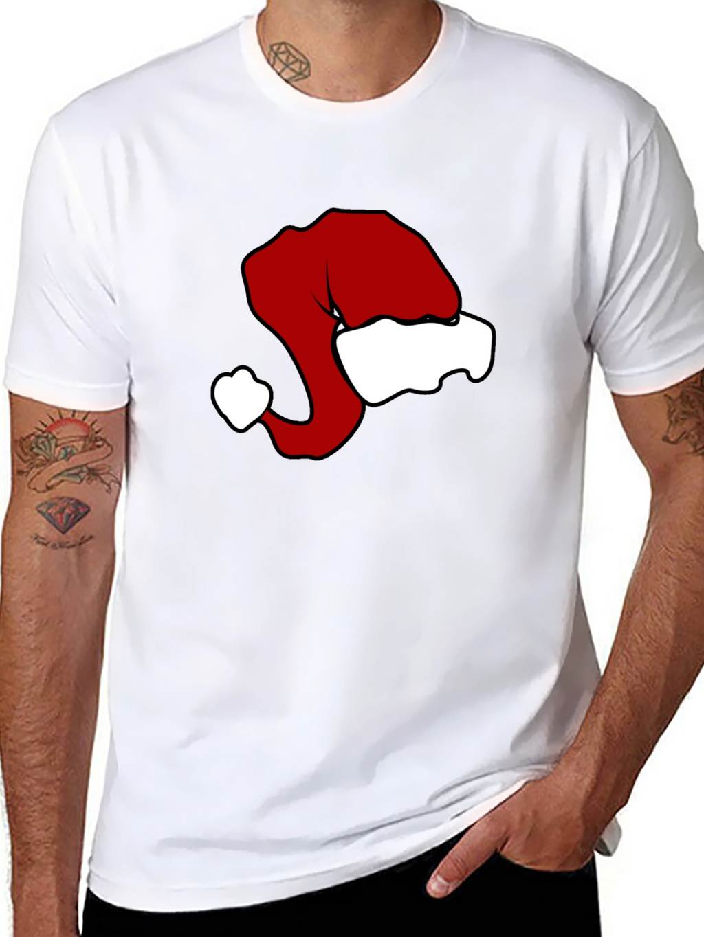 Festive Santa Hat Graphic Tee - Holiday Cheer!