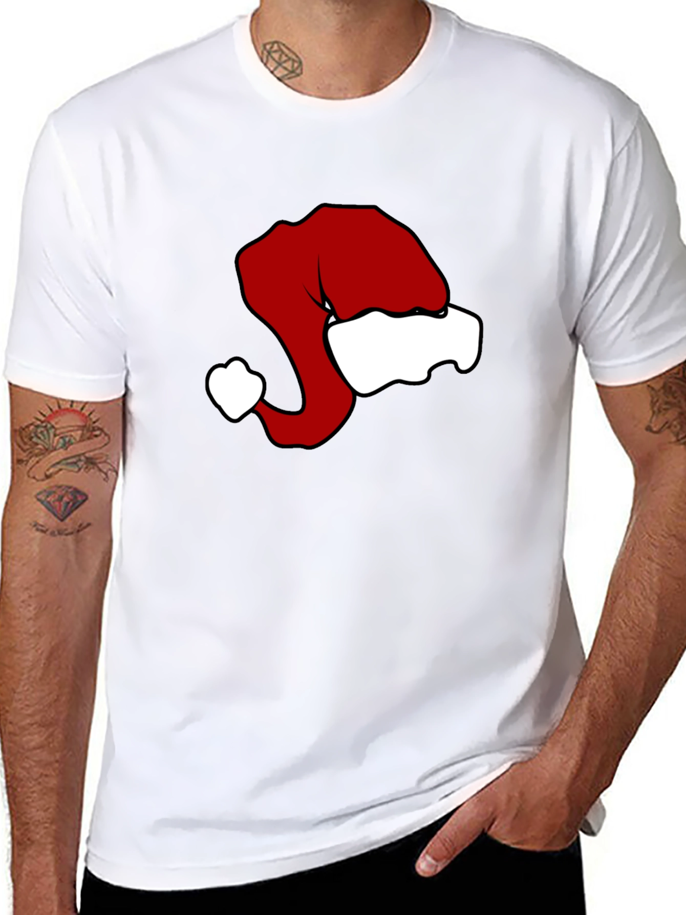 Festive Santa Hat Graphic Tee - Holiday Cheer!