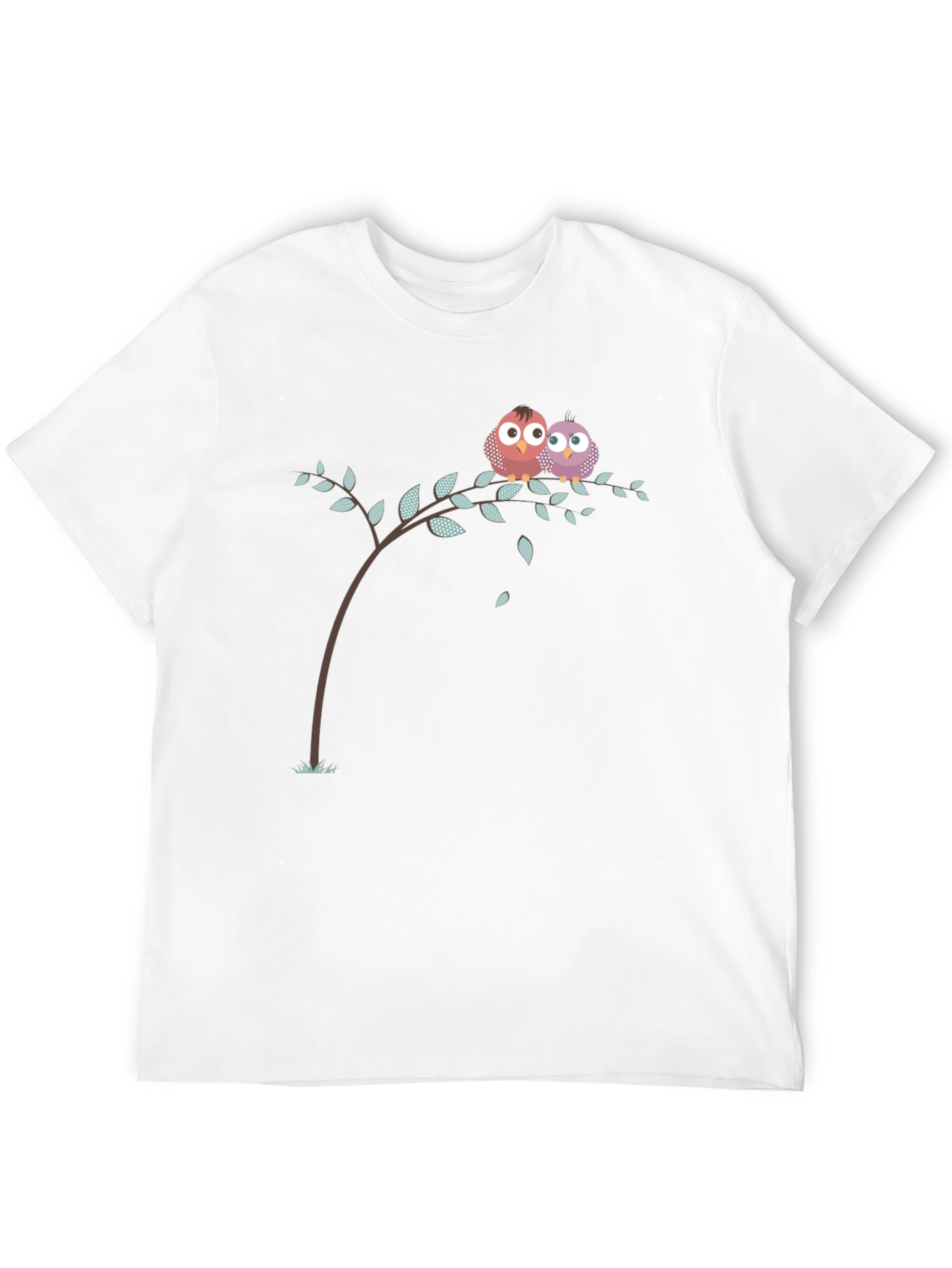 Cute Owl Couple on Branch Black T-Shirt