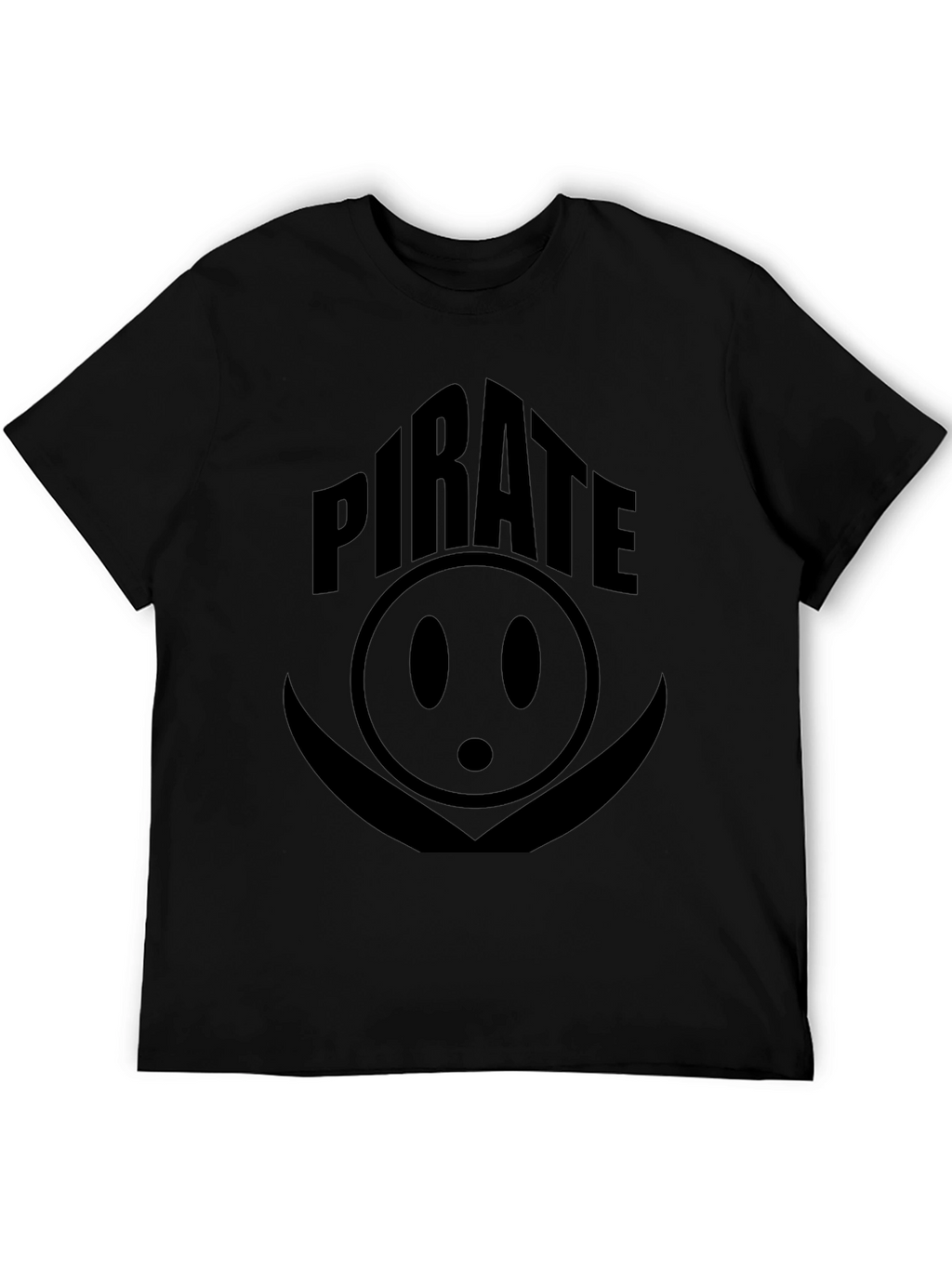 Pirate Smiley Face Graphic Print Black T-Shirt