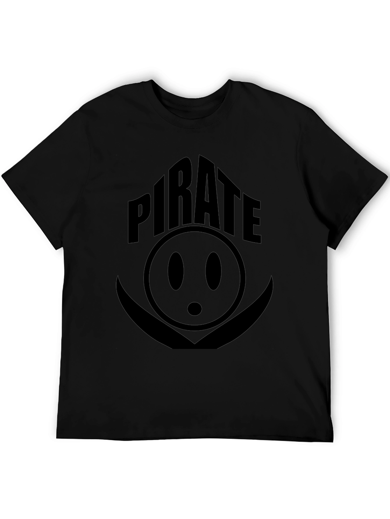 Pirate Smiley Face Graphic Print Black T-Shirt