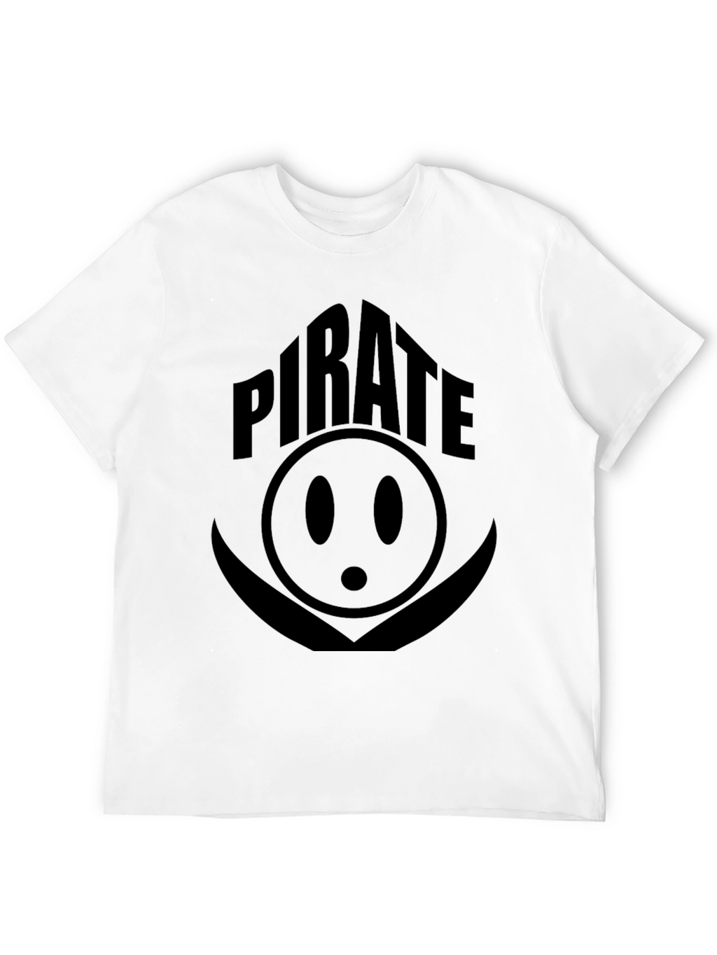 Pirate Smiley Face Graphic Print Black T-Shirt