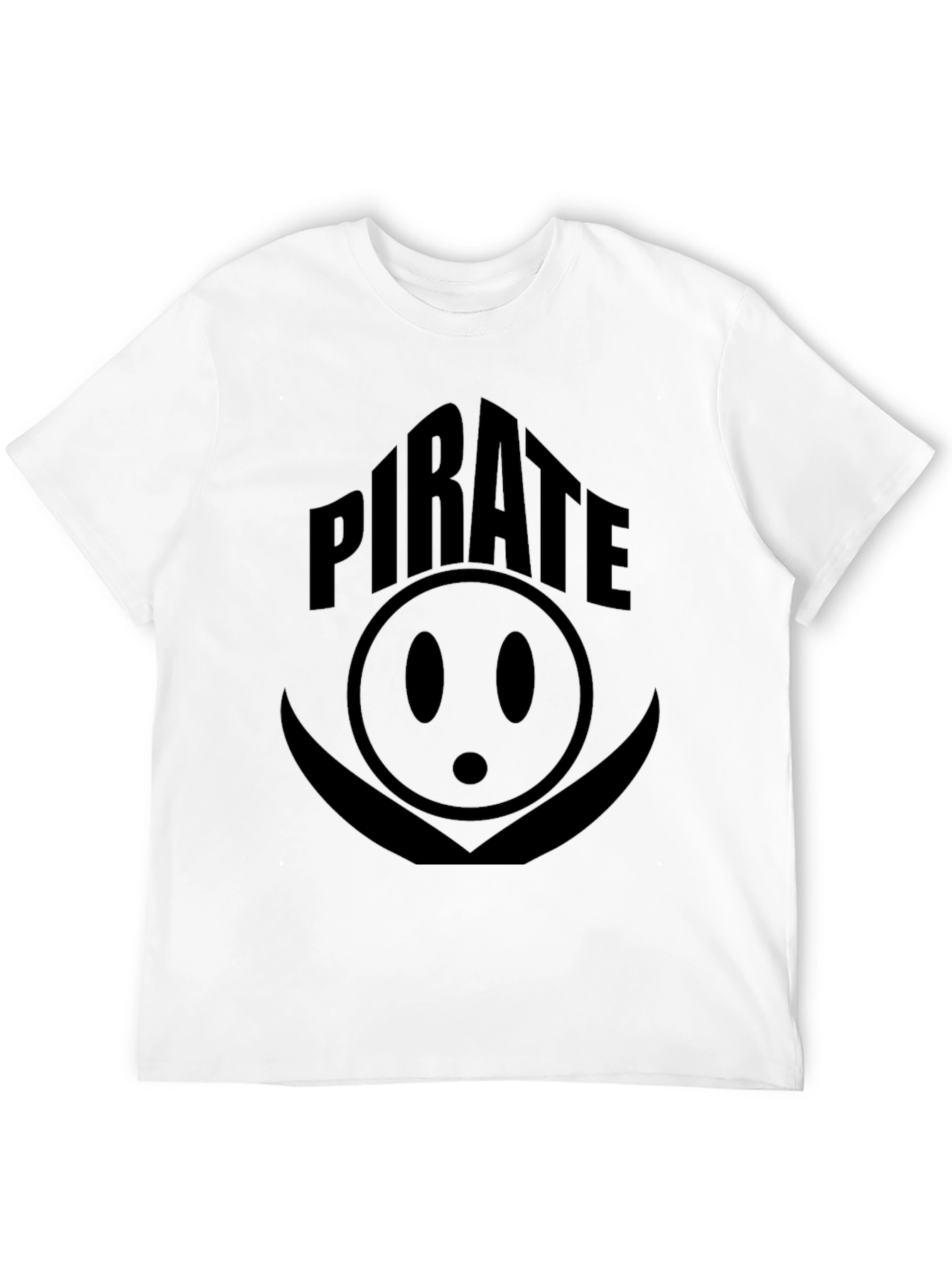 Pirate Smiley Face Graphic Print Black T-Shirt