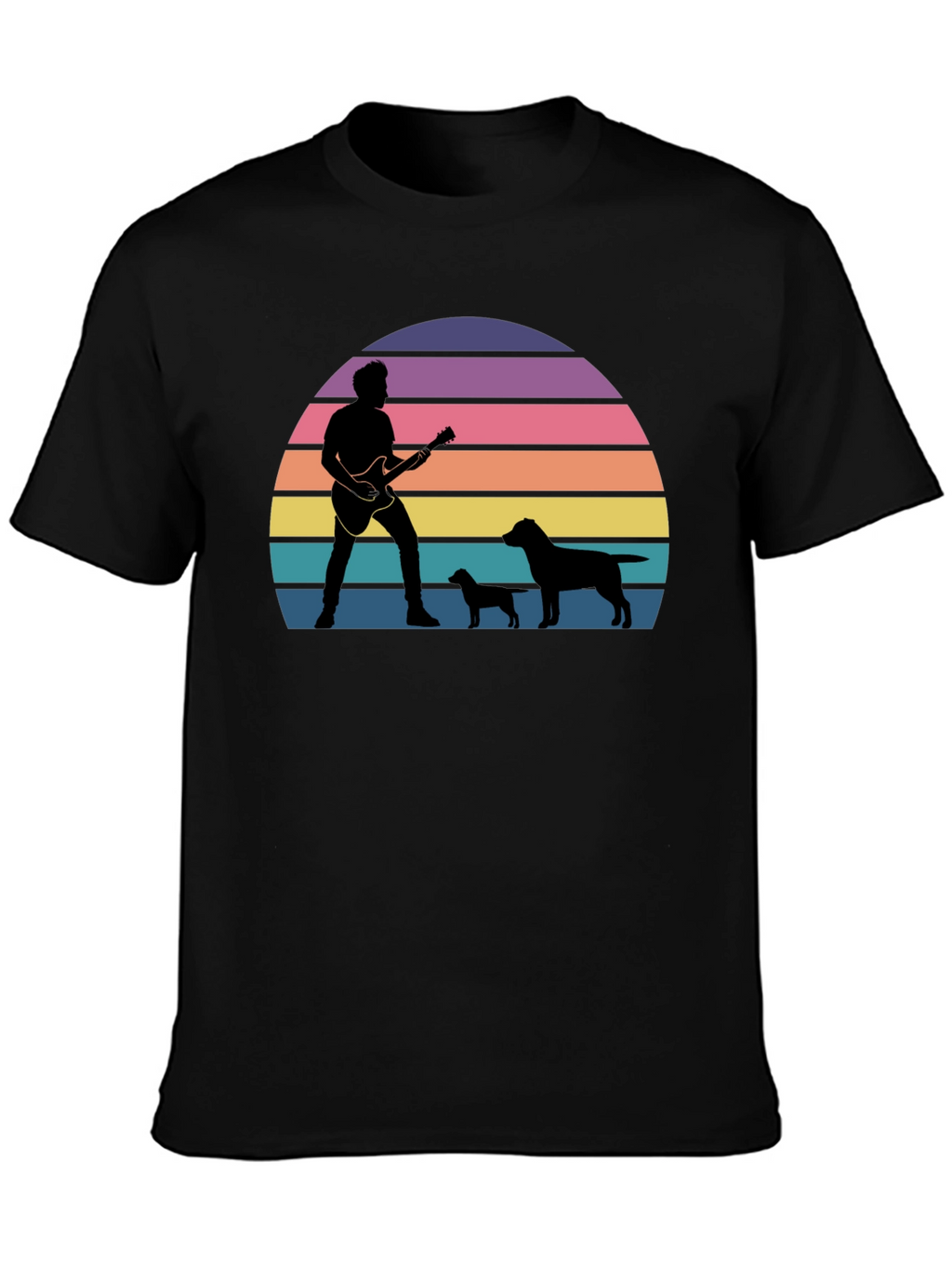 Guitar Man & Dogs Sunset T-Shirt