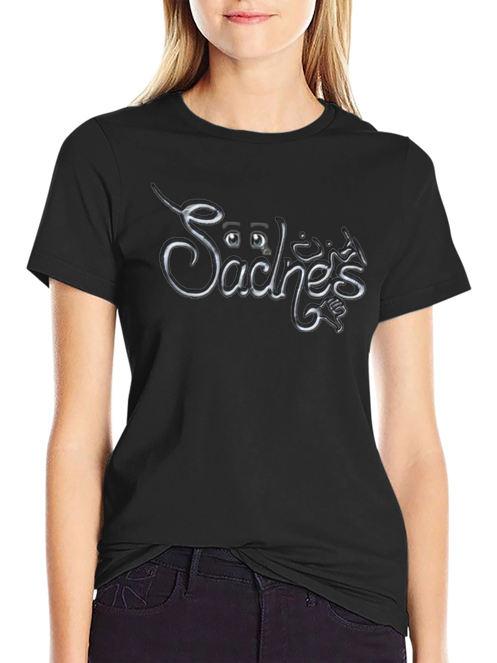 Säches Black Graphic T-Shirt