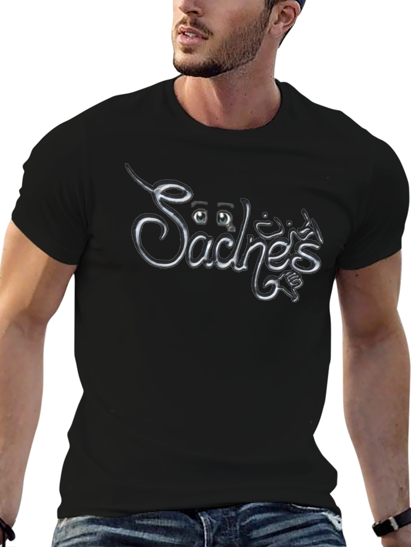 Säches Black Graphic T-Shirt