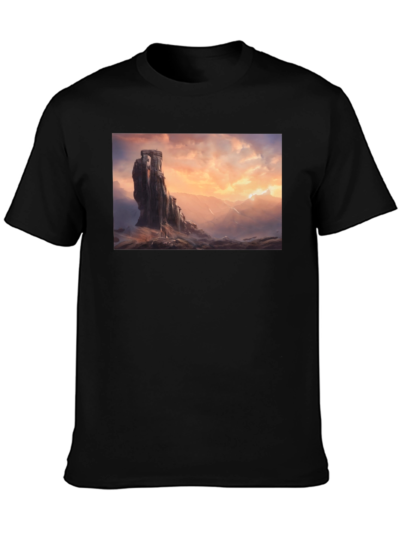 Epic Landscape Graphic Tee - Black Cotton Comfort