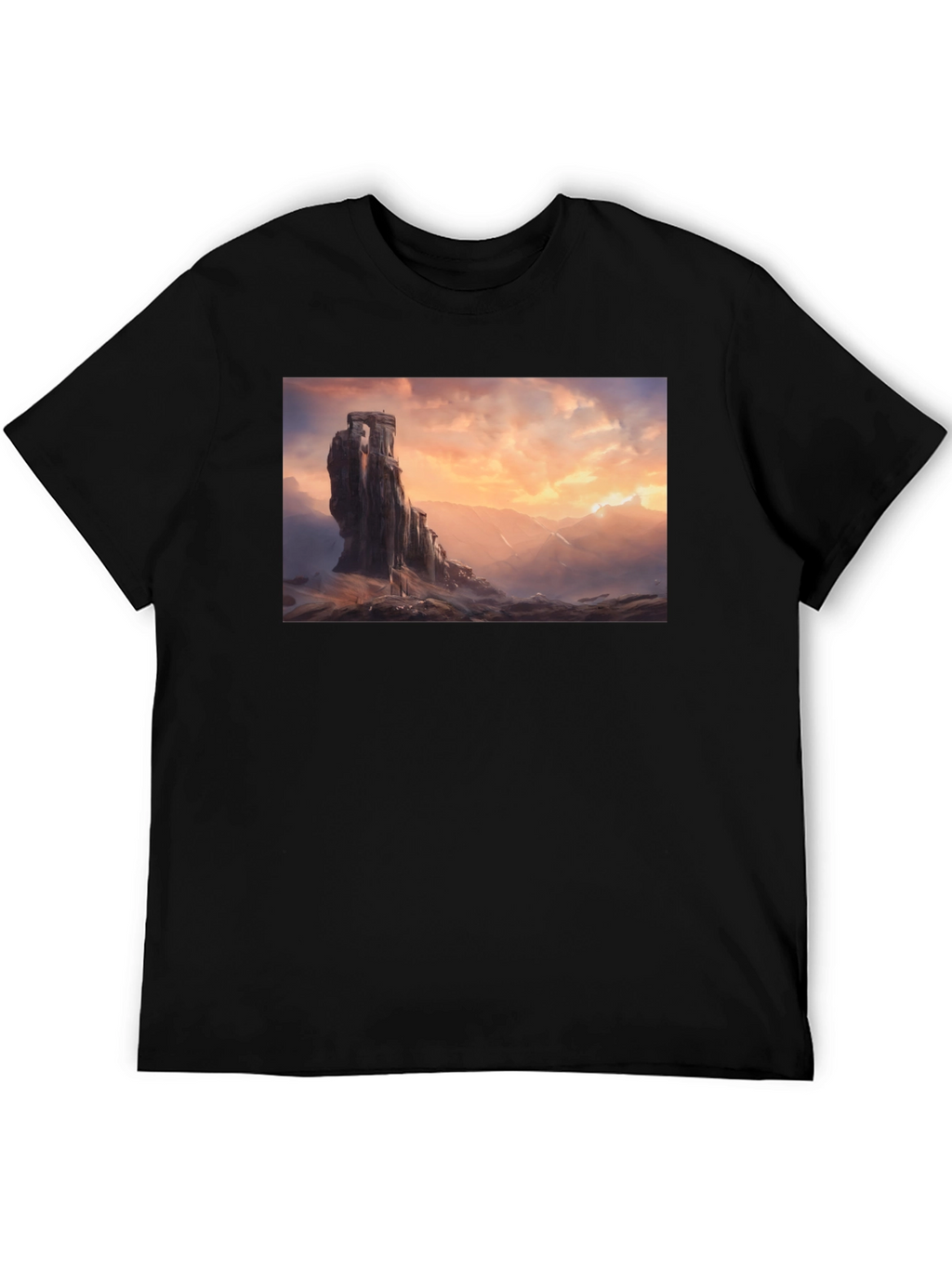 Epic Landscape Graphic Tee - Black Cotton Comfort