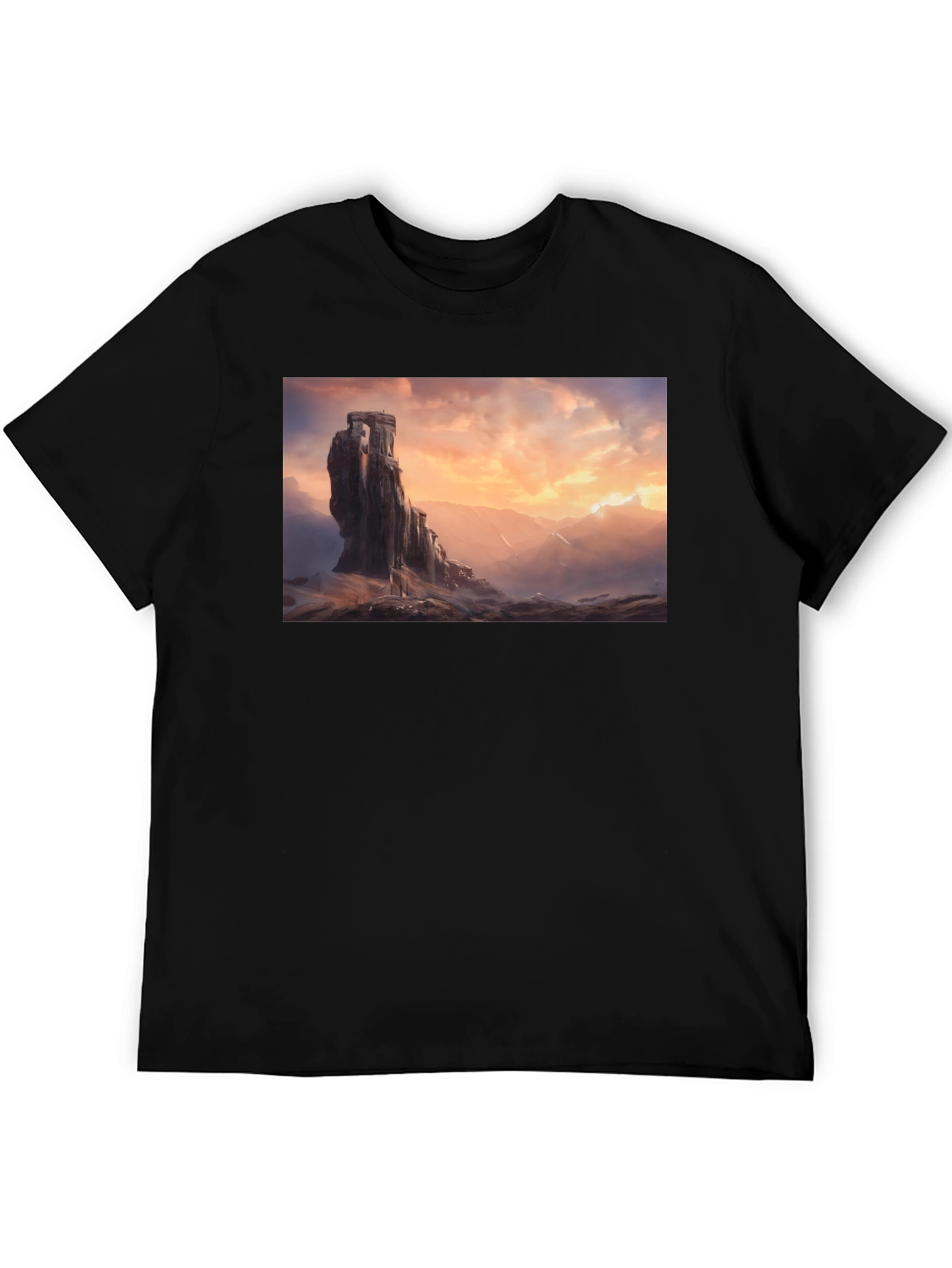 Epic Landscape Graphic Tee - Black Cotton Comfort
