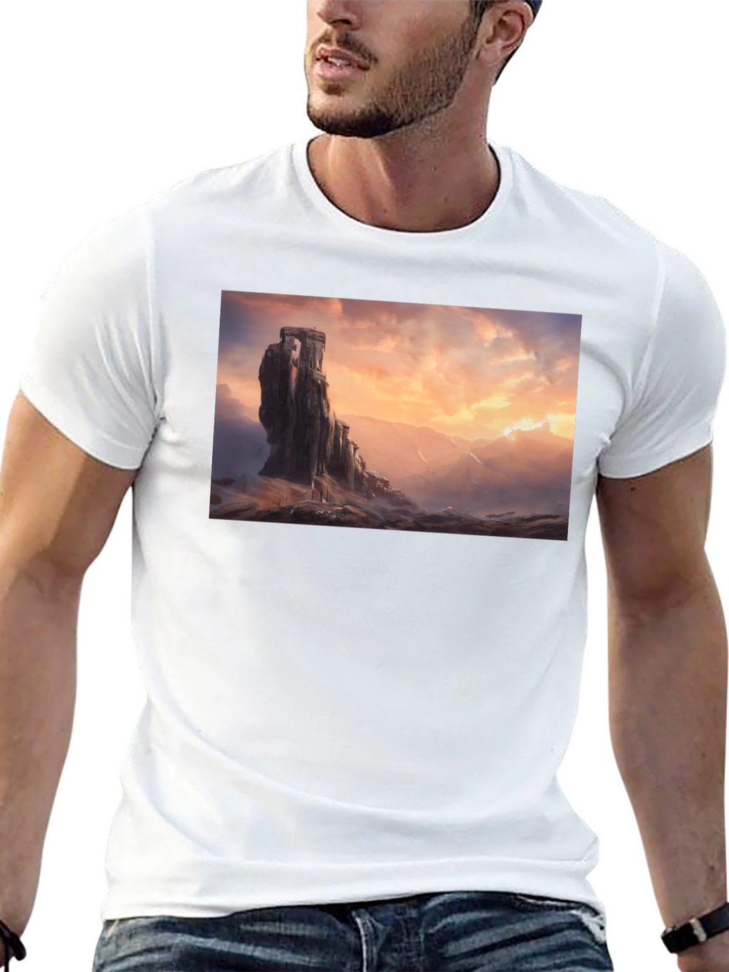 Epic Landscape Graphic Tee - Black Cotton Comfort