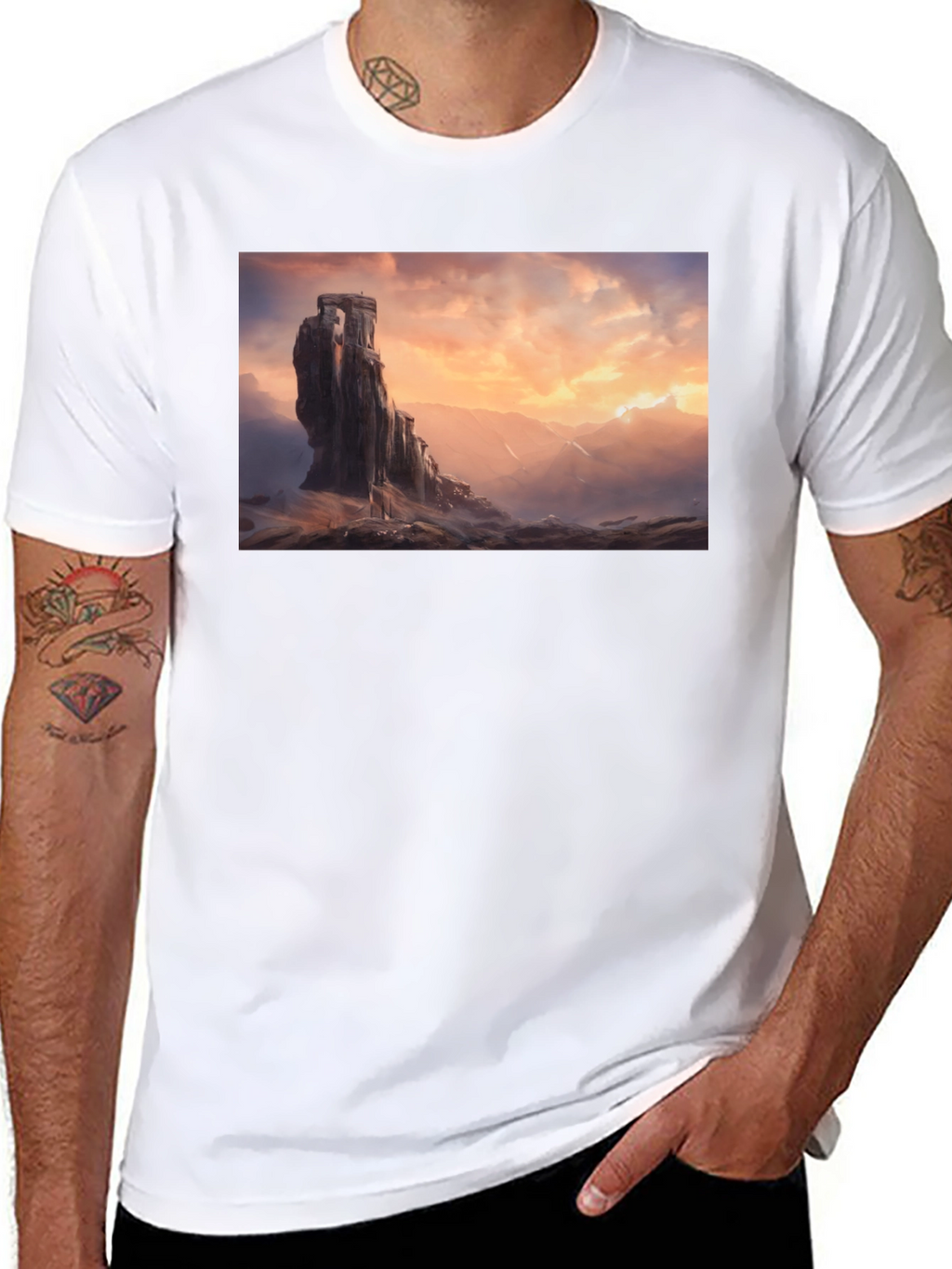 Epic Landscape Graphic Tee - Black Cotton Comfort