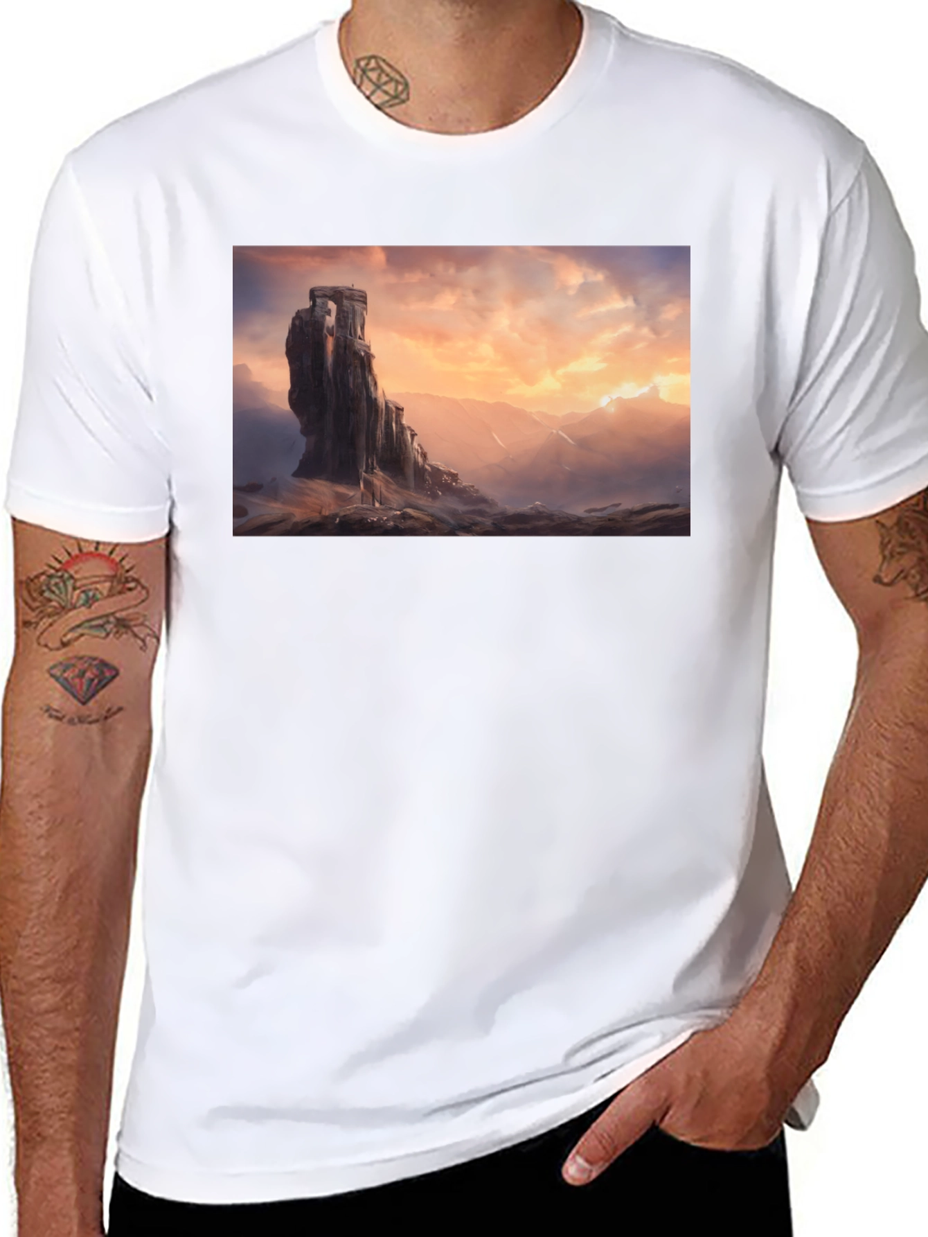 Epic Landscape Graphic Tee - Black Cotton Comfort