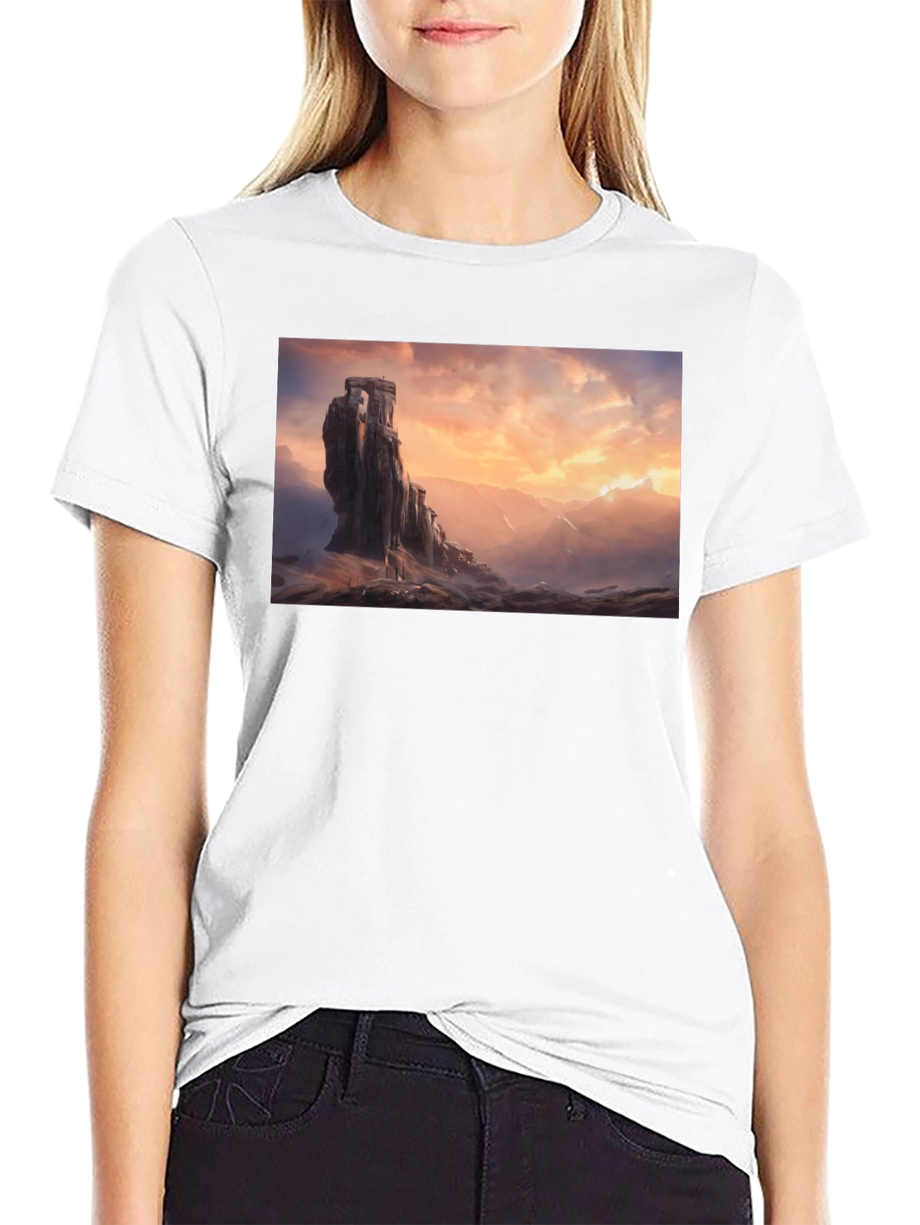 Epic Landscape Graphic Tee - Black Cotton Comfort