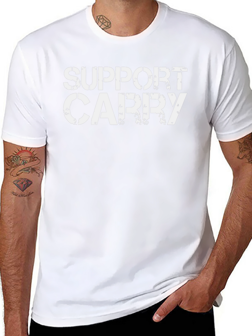 Support Carry Graphic Tee - Black Cotton T-Shirt