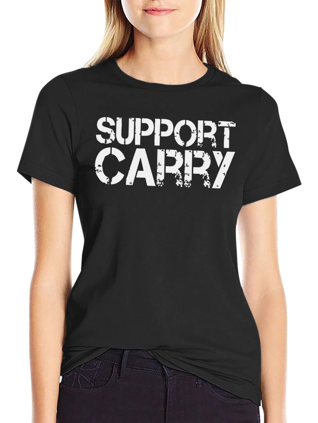 Support Carry Graphic Tee - Black Cotton T-Shirt