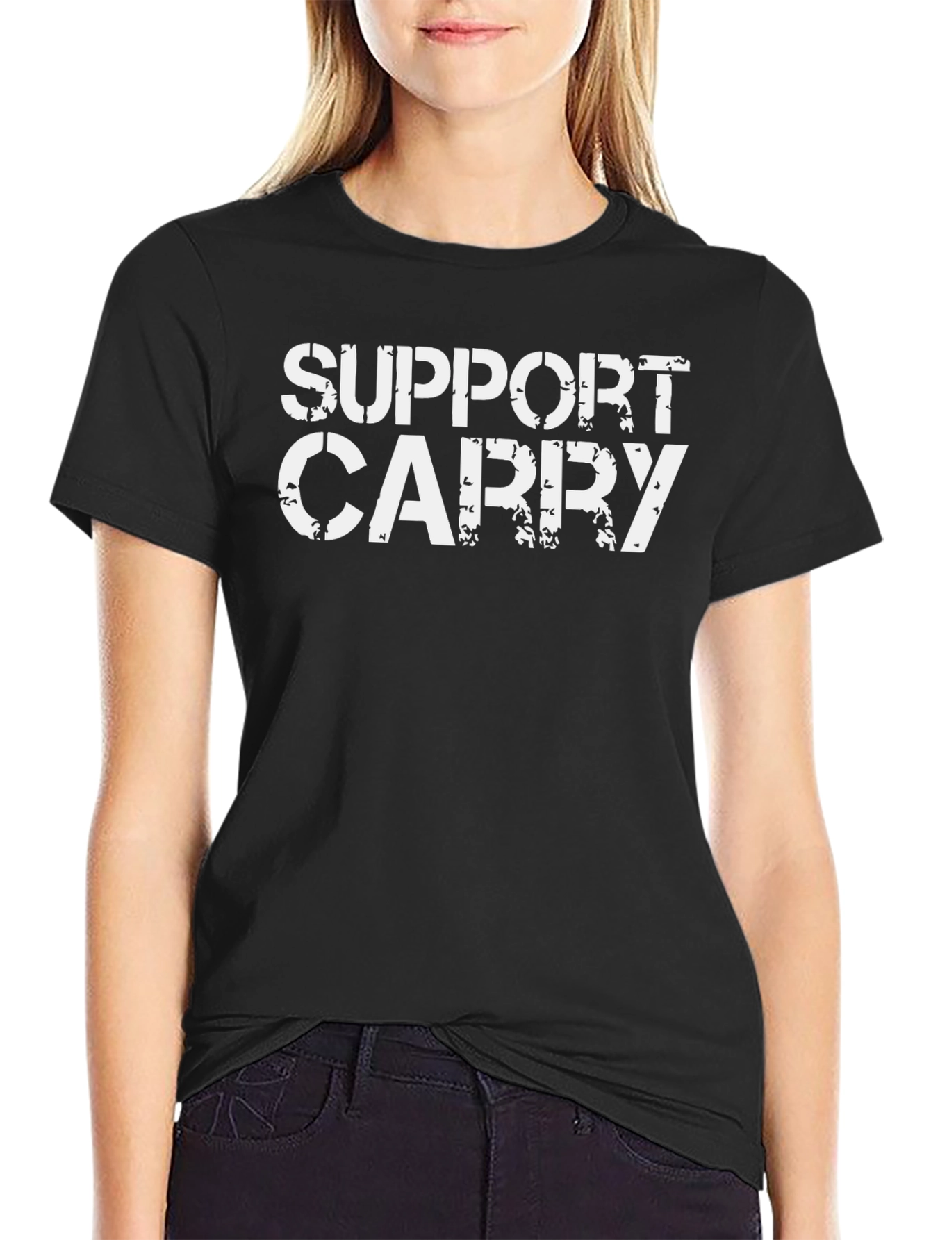 Support Carry Graphic Tee - Black Cotton T-Shirt