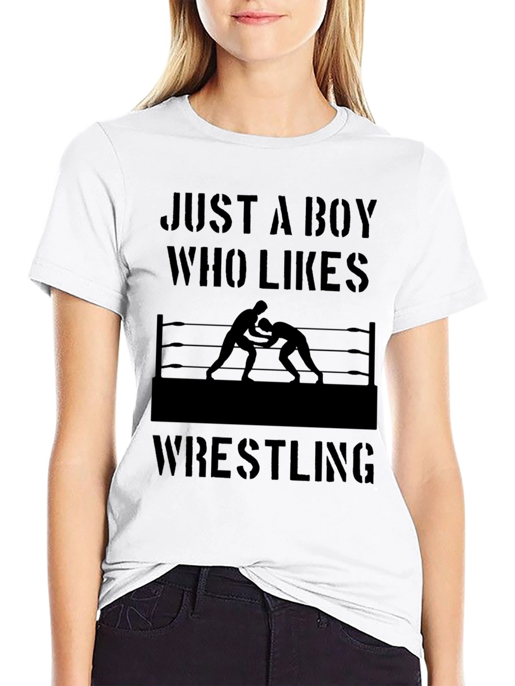Boy Who Likes Wrestling Black T-Shirt