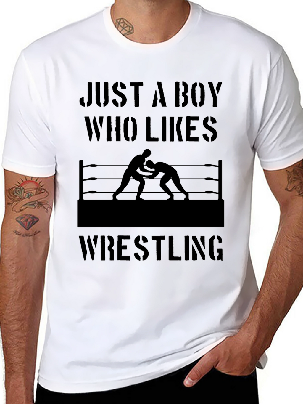 Boy Who Likes Wrestling Black T-Shirt