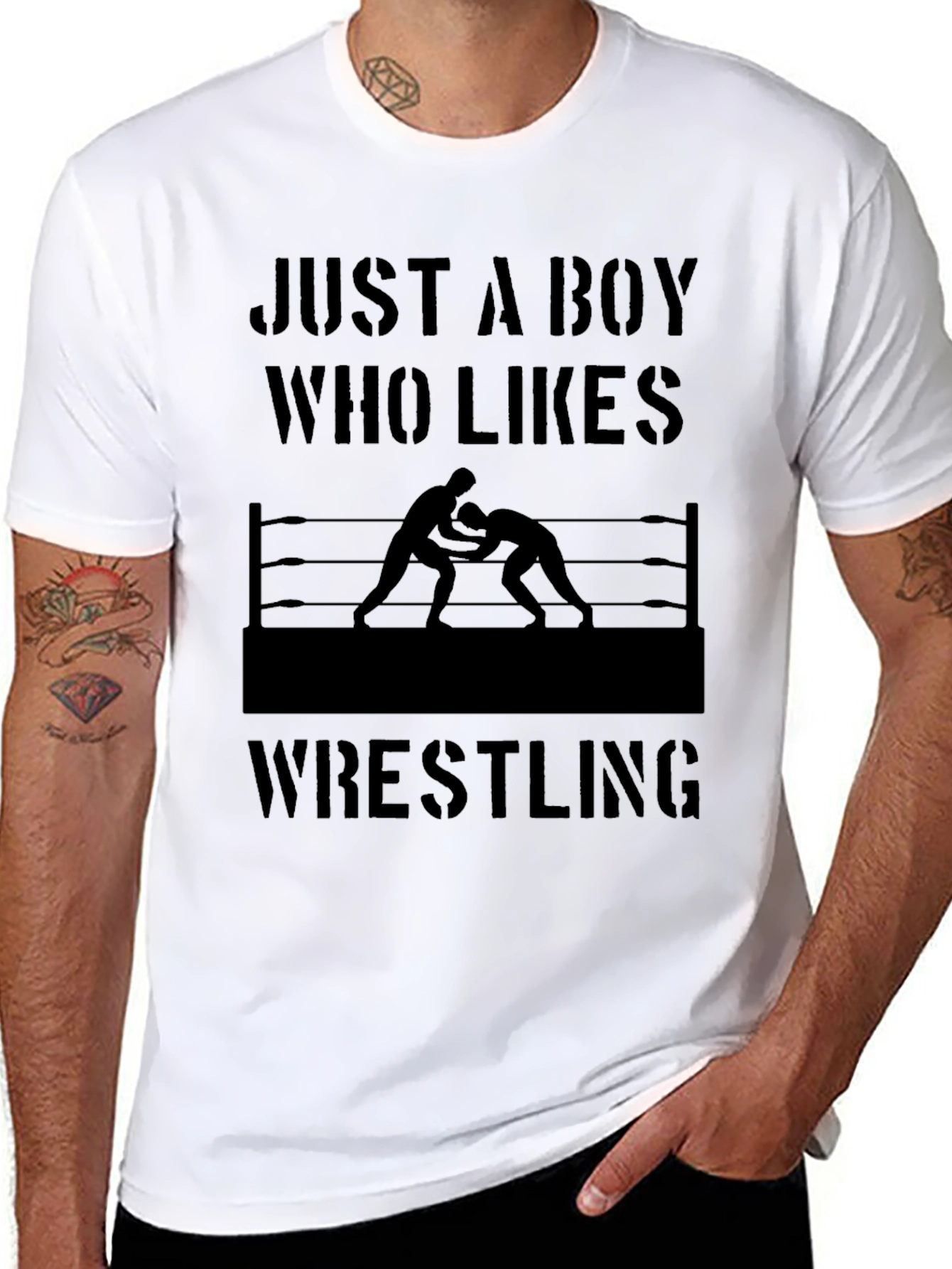 Boy Who Likes Wrestling Black T-Shirt