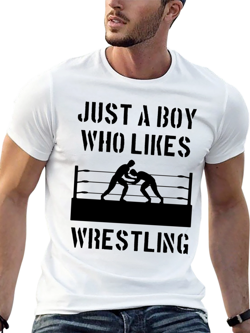Boy Who Likes Wrestling Black T-Shirt