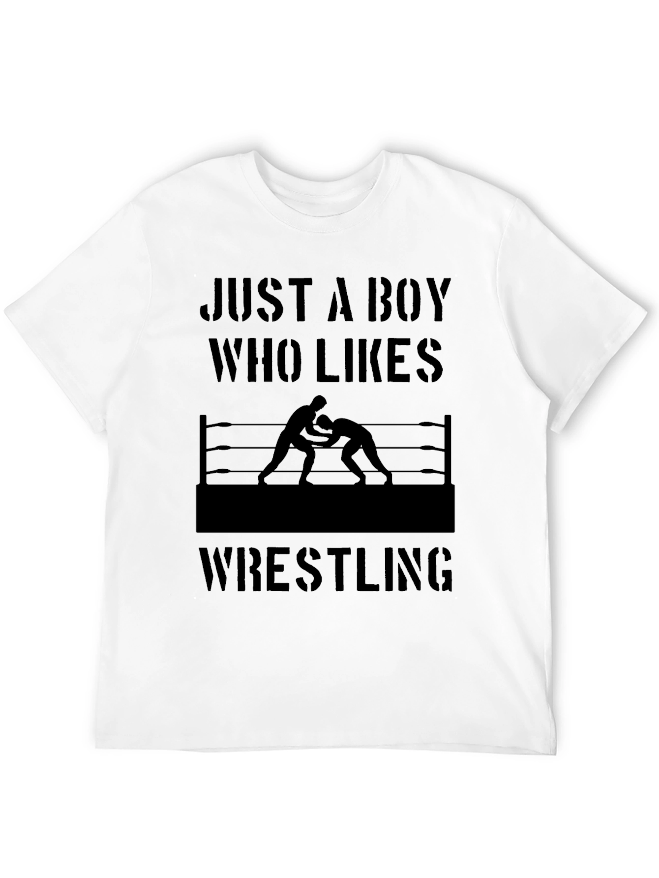 Boy Who Likes Wrestling Black T-Shirt
