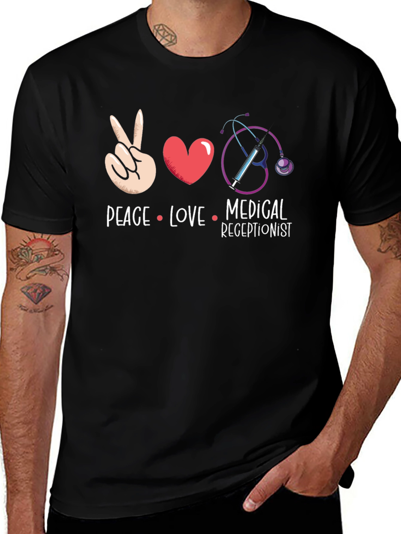 Peace Love Medical Receptionist T-Shirt