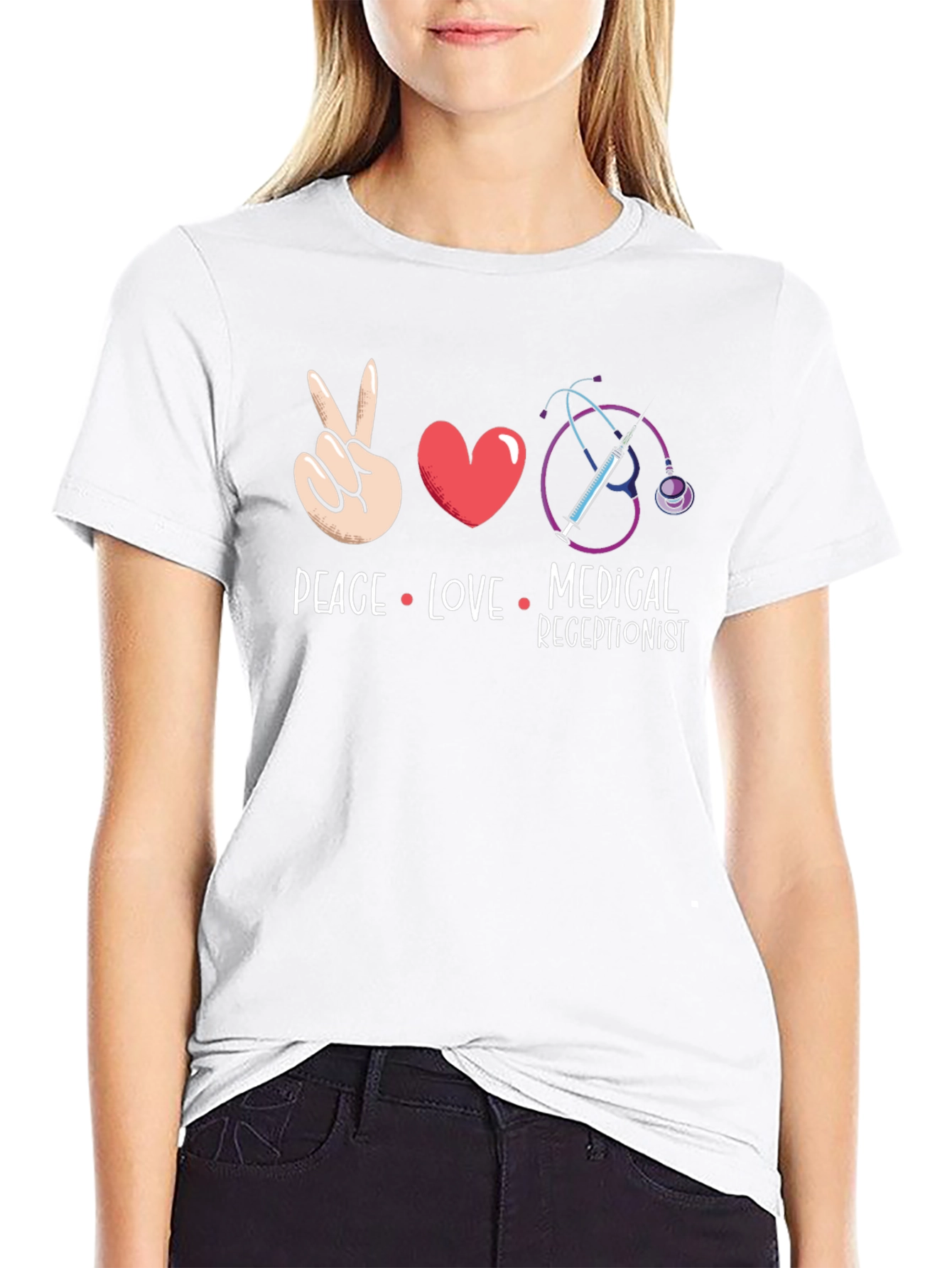 Peace Love Medical Receptionist T-Shirt