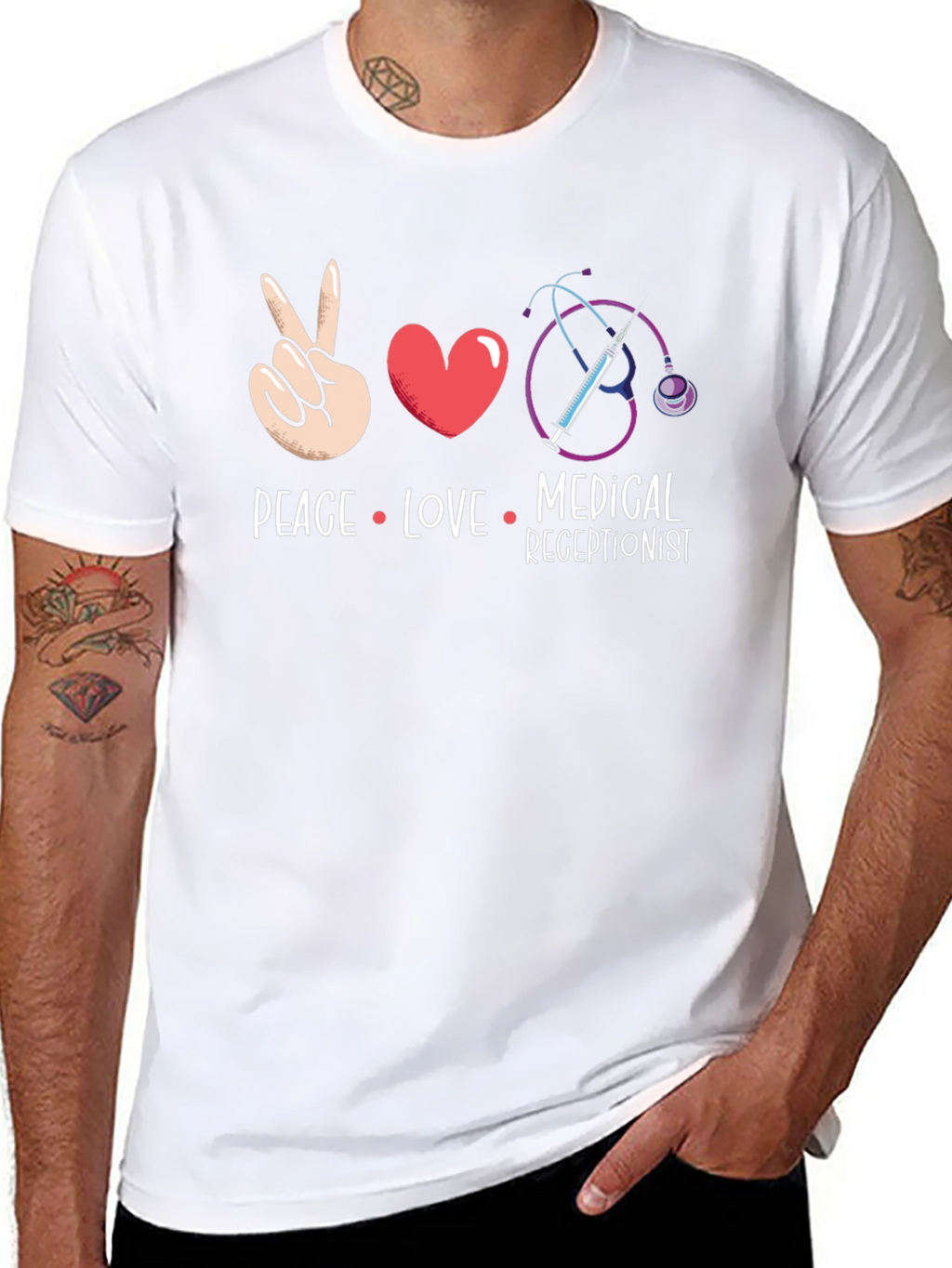 Peace Love Medical Receptionist T-Shirt