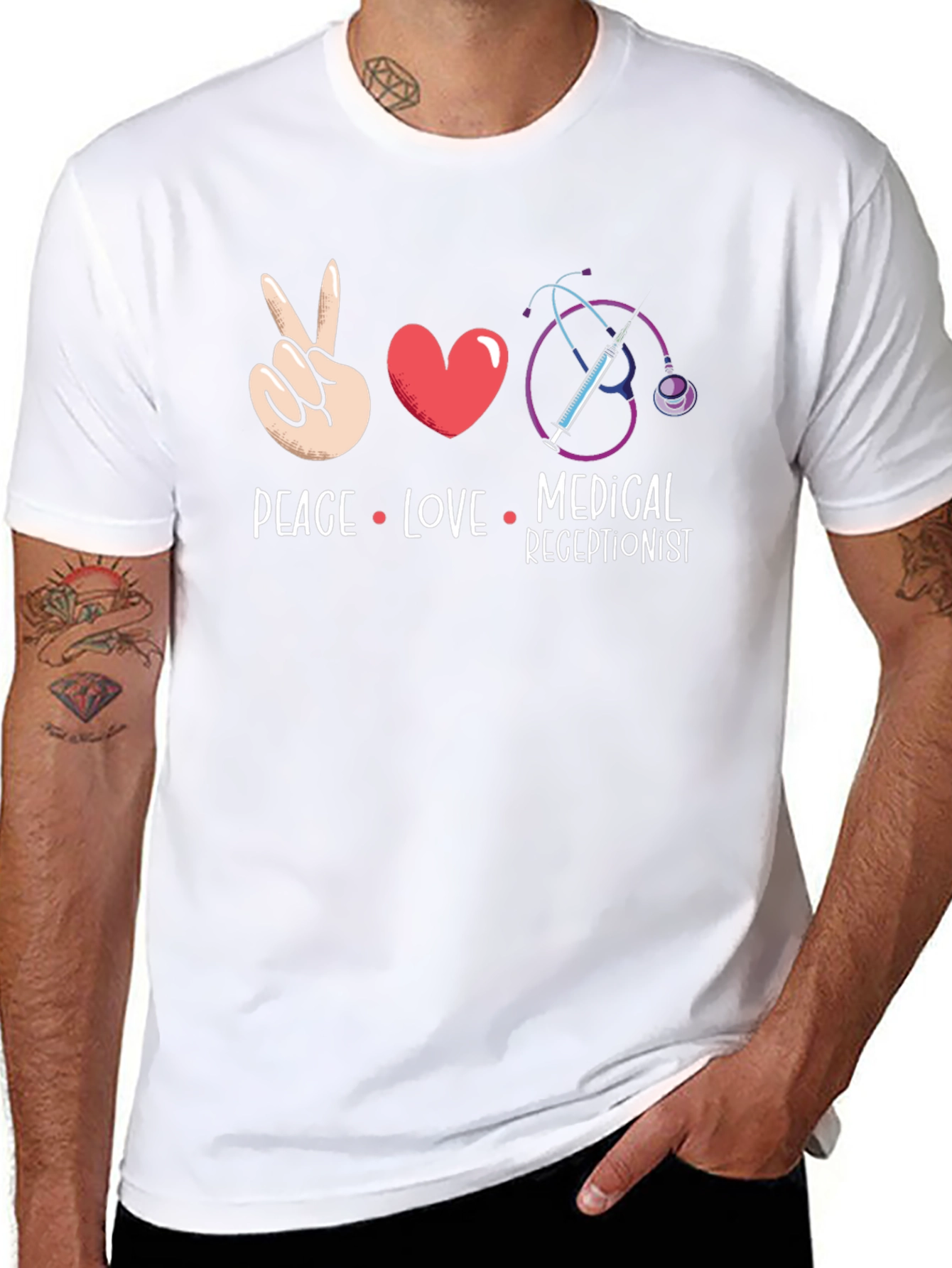 Peace Love Medical Receptionist T-Shirt