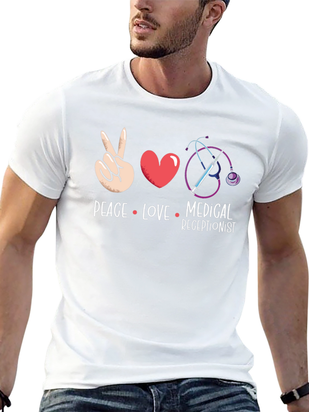 Peace Love Medical Receptionist T-Shirt
