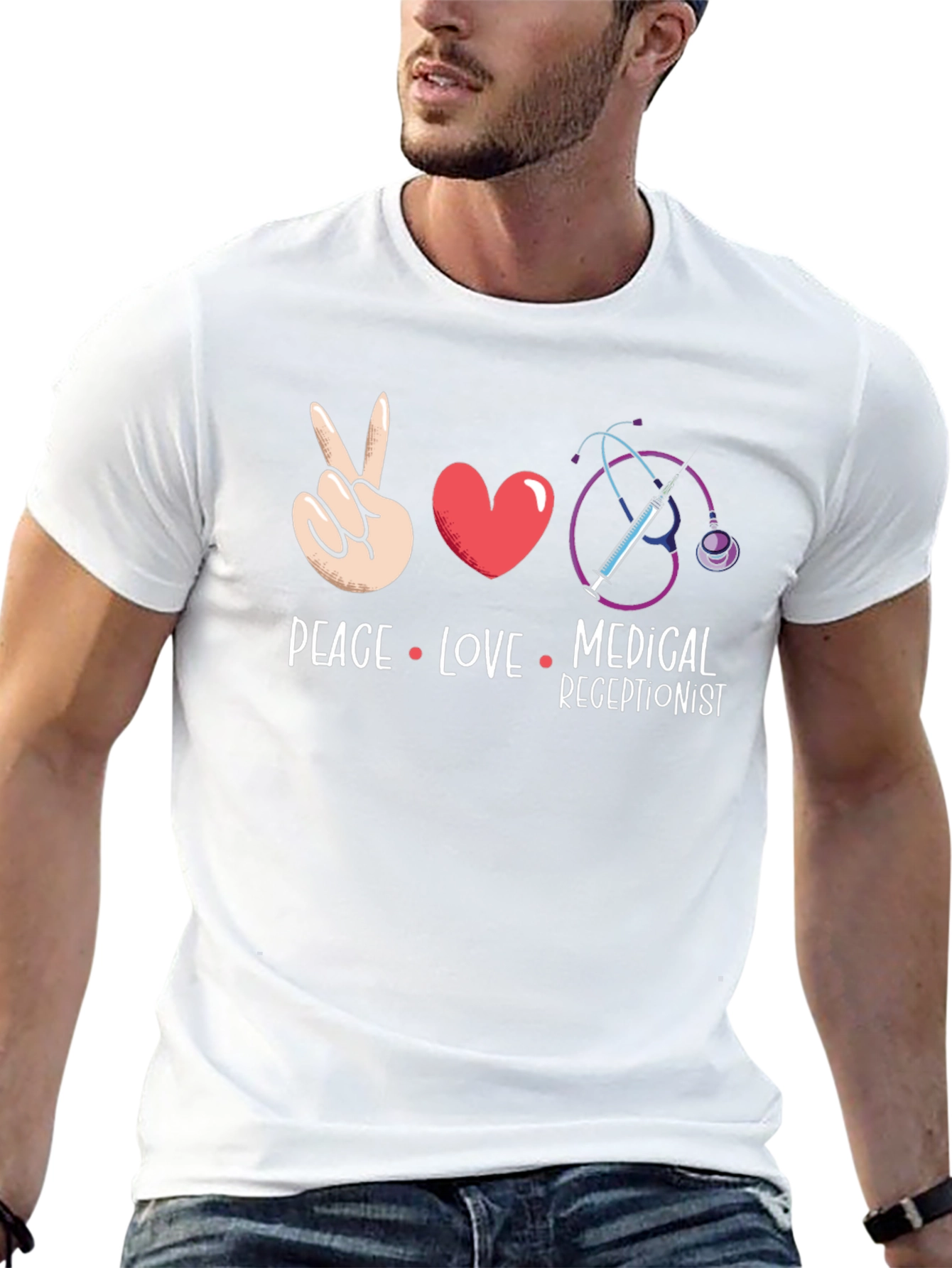 Peace Love Medical Receptionist T-Shirt