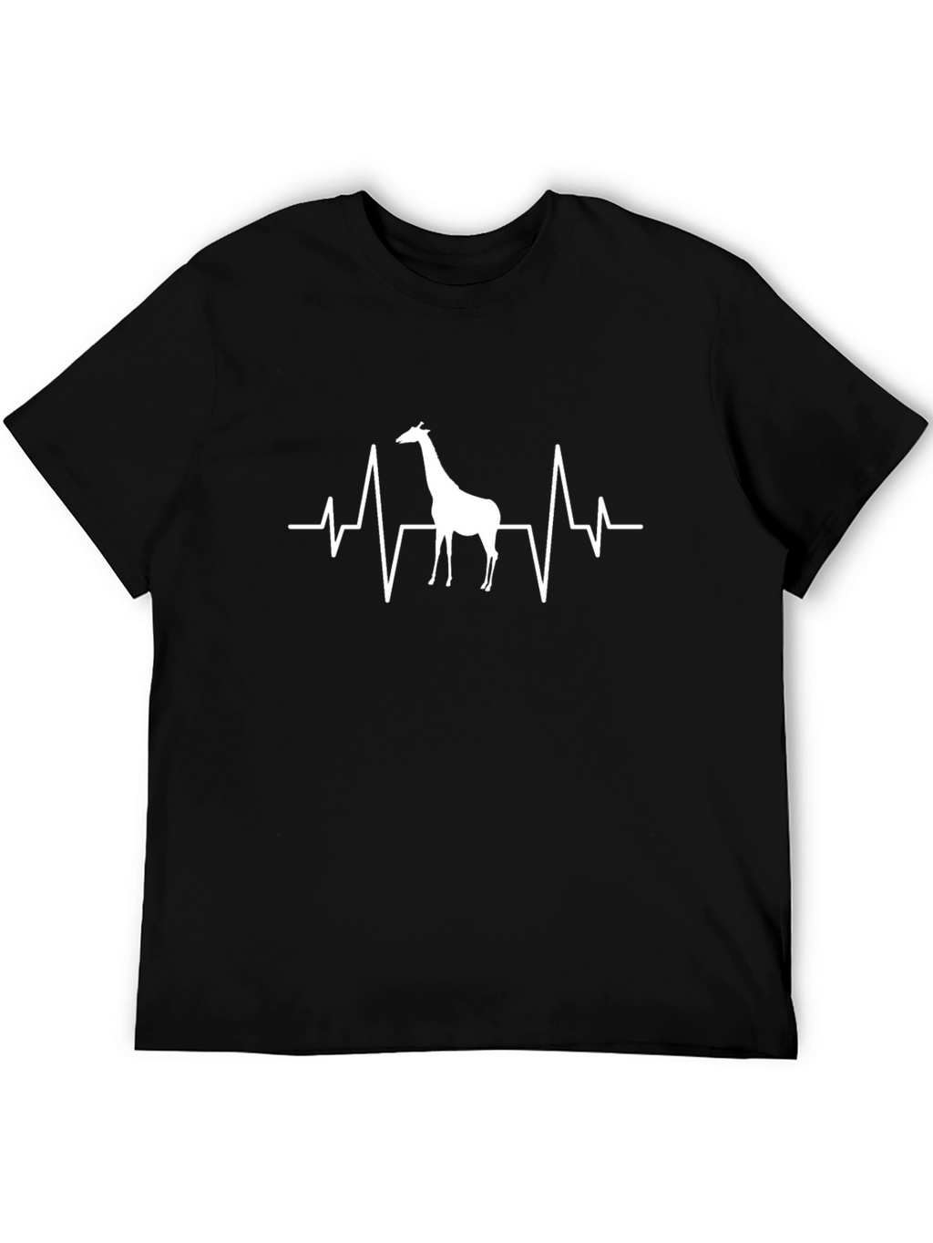 Giraffe Heartbeat Graphic T-Shirt - Black