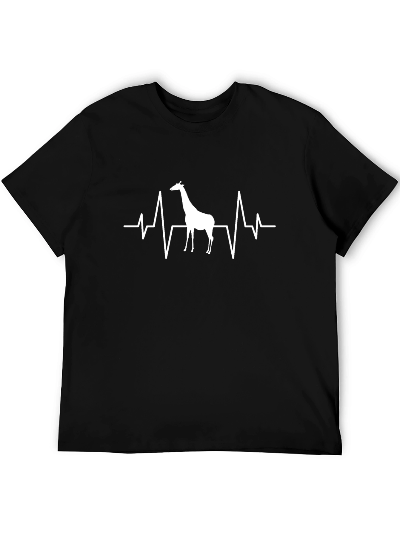 Giraffe Heartbeat Graphic T-Shirt - Black