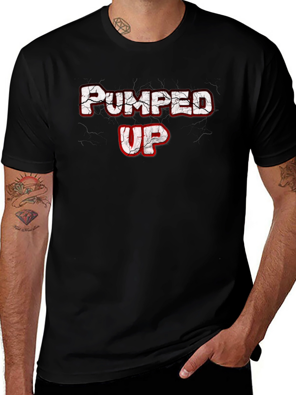 Pumped Up Graphic Tee - Black Cotton T-Shirt