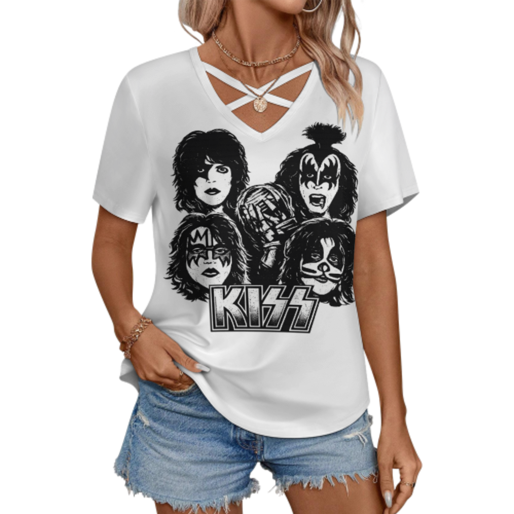 Vintage Rock Band Graphic T-Shirt – Retro Glam Rock Inspired Streetwear Tee for Music Fans(z332)