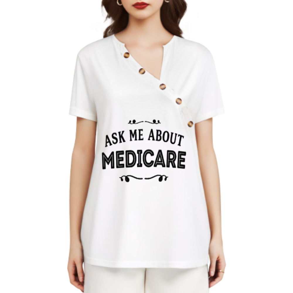 Ask Me About Medicare Funny Graphic Tee – Insurance Agent & Healthcare Consultant Humor Shirt(z348)