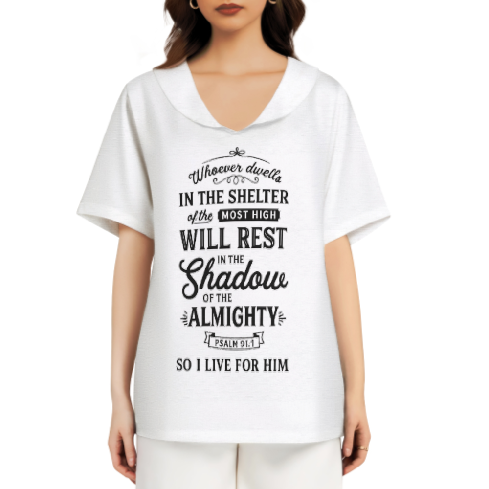 Psalm 91:1 Christian Faith T-Shirt – “Will Rest In The Shadow Of The Almighty” Inspirational Bible Verse Tee(z321)