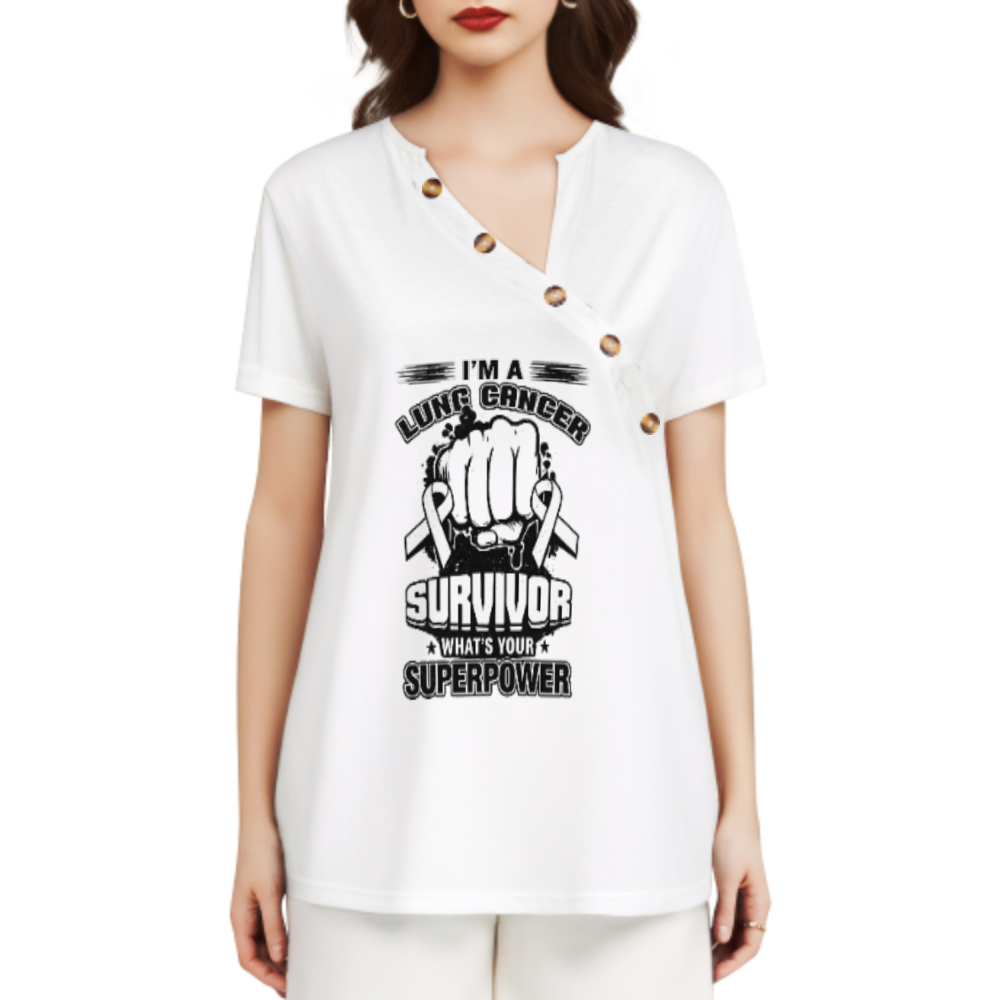 Lung Cancer Survivor Superpower Graphic Tee – Inspirational Awareness Shirt for Fighters & Supporters(z342)