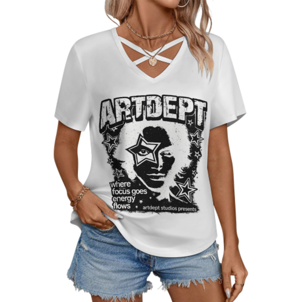 ARTDEPT Vintage Star Face Graphic Tee – Retro Grunge Streetwear Oversized T-Shirt for Women(z334)